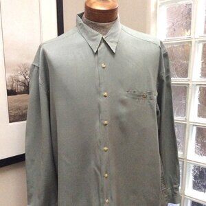 AXIS Silk Shirt 100% XL Silk Short Sleeve Soft Green Color